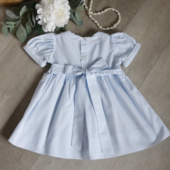 RARE Blue Smocked Dress Heirloom Feltman Brothers PERFECT CONDITION Like New - Picture 9 of 9